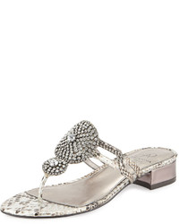 Silver Snake Leather Sandals