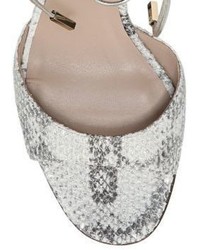 Diane von Furstenberg Rimini Metallic Python Embossed Leather Lace Up Sandals
