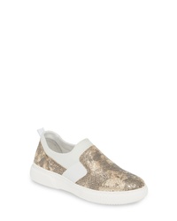 Silver Snake Leather Slip-on Sneakers
