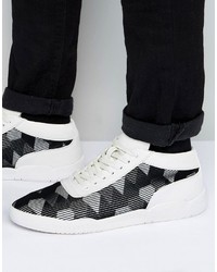 Asos High Top Sneakers In Metallic Silver With Rubber Detail