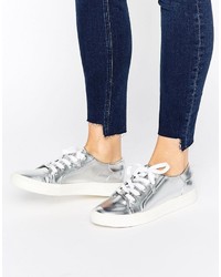 Faith Silver Metallic Lace Up Sneakers