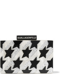 Karl Lagerfeld Startooth Glittered Acrylic Clutch Silver