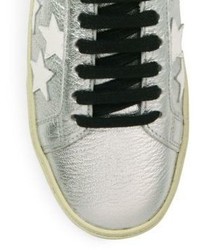 Saint Laurent Court Classic Metallic Leather Star Sneakers