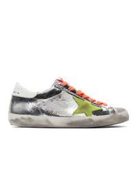 Golden Goose Silver And White Sneakers