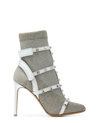 Silver Studded Elastic Ankle Boots