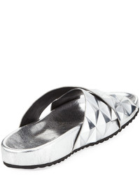 Rebecca Minkoff Tammi Studded Slide Flat Sandal Silver