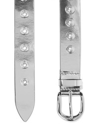 Isabel Marant Zoa Studded Metallic Leather Belt Silver