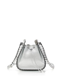 Silver Studded Leather Bucket Bag