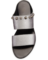 Lanvin Studded Leather Two Band Mule Gunmetal