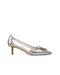 Gucci Metallic Leather Pump With Crystal Double G