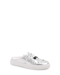 Silver Studded Leather Slip-on Sneakers