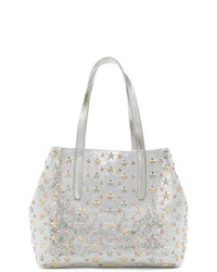 Silver Studded Leather Tote Bag
