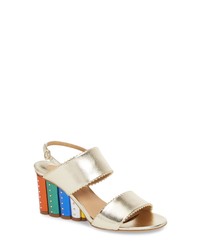 Silver Studded Leather Wedge Sandals