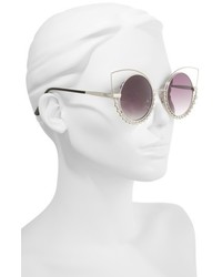 55mm Studded Round Sunglasses Gold