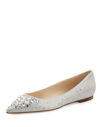 Jimmy Choo Alina Crystal Suede Flat Whitecrystal