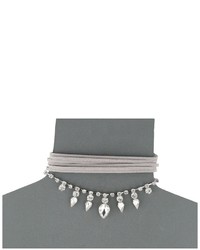GUESS Multi Row Fabric Choker With Stone Drop Necklace Necklace