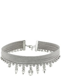 GUESS Multi Row Fabric Choker With Stone Drop Necklace Necklace
