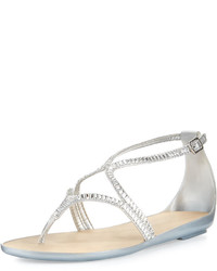 Silver Suede Flat Sandals