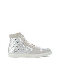 Silver Suede High Top Sneakers