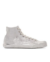 Maison Margiela Grey And Silver Tabi High Top Sneakers