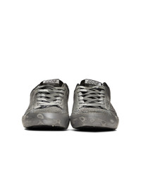 Golden Goose Silver And Black Suede Sneakers