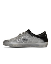 Golden Goose Silver And Black Suede Sneakers