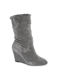 Silver Suede Mid-Calf Boots
