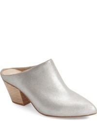 Silver Suede Mules