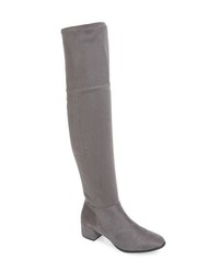 Silver Suede Over The Knee Boots