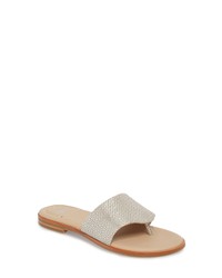 Silver Suede Thong Sandals