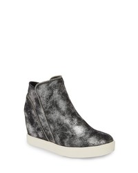 Silver Suede Wedge Ankle Boots
