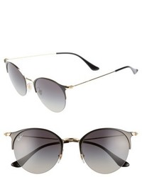 Ray-Ban 50mm Round Sunglasses Gold Black Light Grey