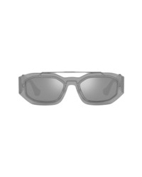 Versace 51mm Irregular Mirrored Sunglasses In Light Grey Mirror Silver At Nordstrom