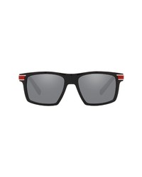 Dolce & Gabbana 54mm Rectangle Sunglasses In Blackgrey Mirrored Black At Nordstrom
