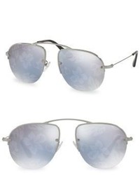 Prada 55mm Mirrored Aviator Sunglasses