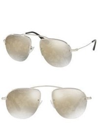 Prada 55mm Mirrored Aviator Sunglasses