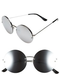 55mm Rimless Mirrored Round Sunglasses