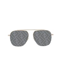Fendi 57mm Navigator Print Sunglasses In Gold Smoke Mirror At Nordstrom