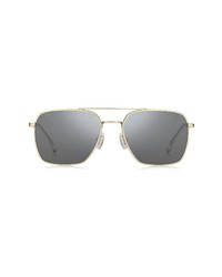 BOSS 57mm Polarized Aviator Sunglasses In Matte Gold Silver Mirror At Nordstrom