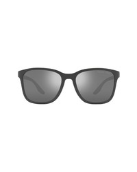 Prada Sport 57mm Polarized Sunglasses In Grey Rubberdark Grey Sivler At Nordstrom