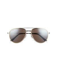 Cartier 58mm Polarized Aviator Sunglasses In Silver At Nordstrom