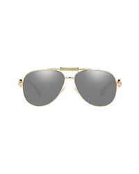 Versace 59mm Polarized Aviator Sunglasses In Goldpolarized Grey At Nordstrom