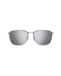 BOSS 59mm Polarized Aviator Sunglasses In Matte Ruth Silver Multilay At Nordstrom