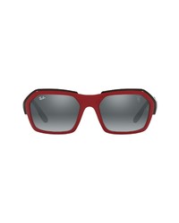 Ray-Ban 59mm Rectangle Mirrored Sunglasses In Redsilver Gradient At Nordstrom