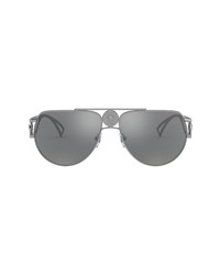 Versace 60mm Aviator Sunglasses In Gunmetalgrey Mirrored Silver At Nordstrom