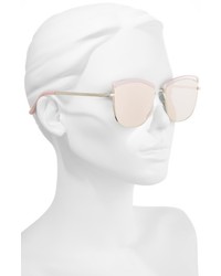 60mm Enamel Square Sunglasses Gold Pink