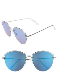 60mm Half Frame Aviator Sunglasses Silver Blue