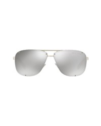 Ralph Lauren 64mm Mirrored Oversize Aviator Sunglasses In Silverlight Grey Silver At Nordstrom