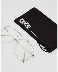 Asos Angular Hexagon Aviator Geeky Clear Lens Glasses