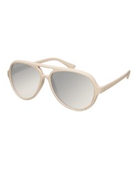 Asos Matte Nude Aviator Sunglasses With Silver Mirror Lens